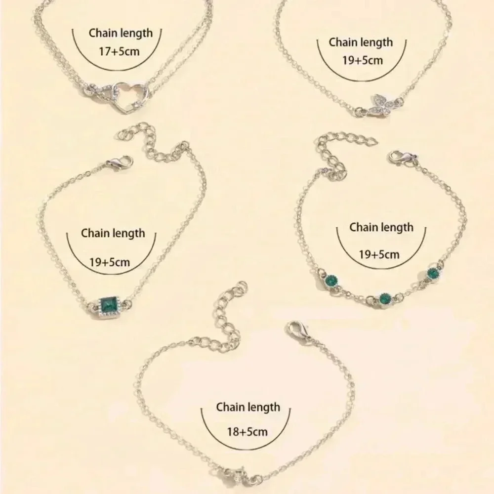 ⚠️Clearance 5pcs Silver And Green Bracelet Set - Picture 5 of 6